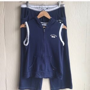 Tommy Hilfiger zip up vest and capri sweatsuit set